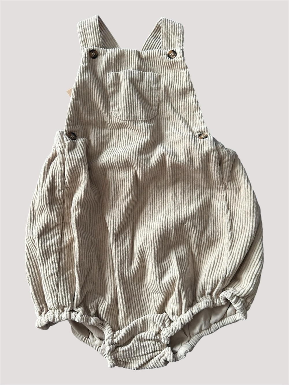 The Simple Folk The Overall Romper in Oatmeal Corduroy Bubble Romper 4/5 years